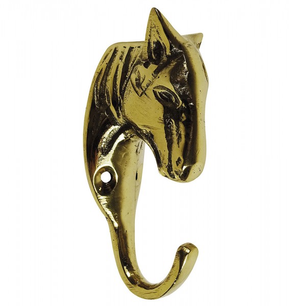 Garderobenhaken Pferd Trensenhalter Messing 2 Stück Wandhaken Nostalgie 9cm