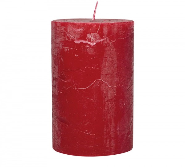 4 Rustic Stumpenkerzen Premium Kerze Rot 7x12cm - 55 Std Brenndauer