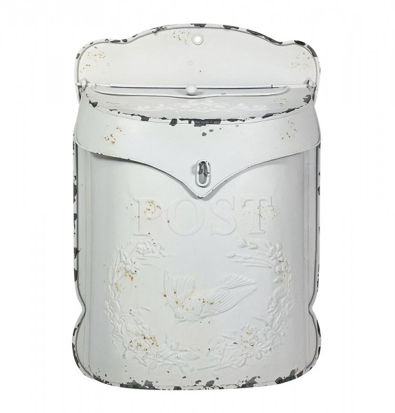 Briefkasten POST Zink weiß Postkasten mit Brieftaube Vintage Landhausstil