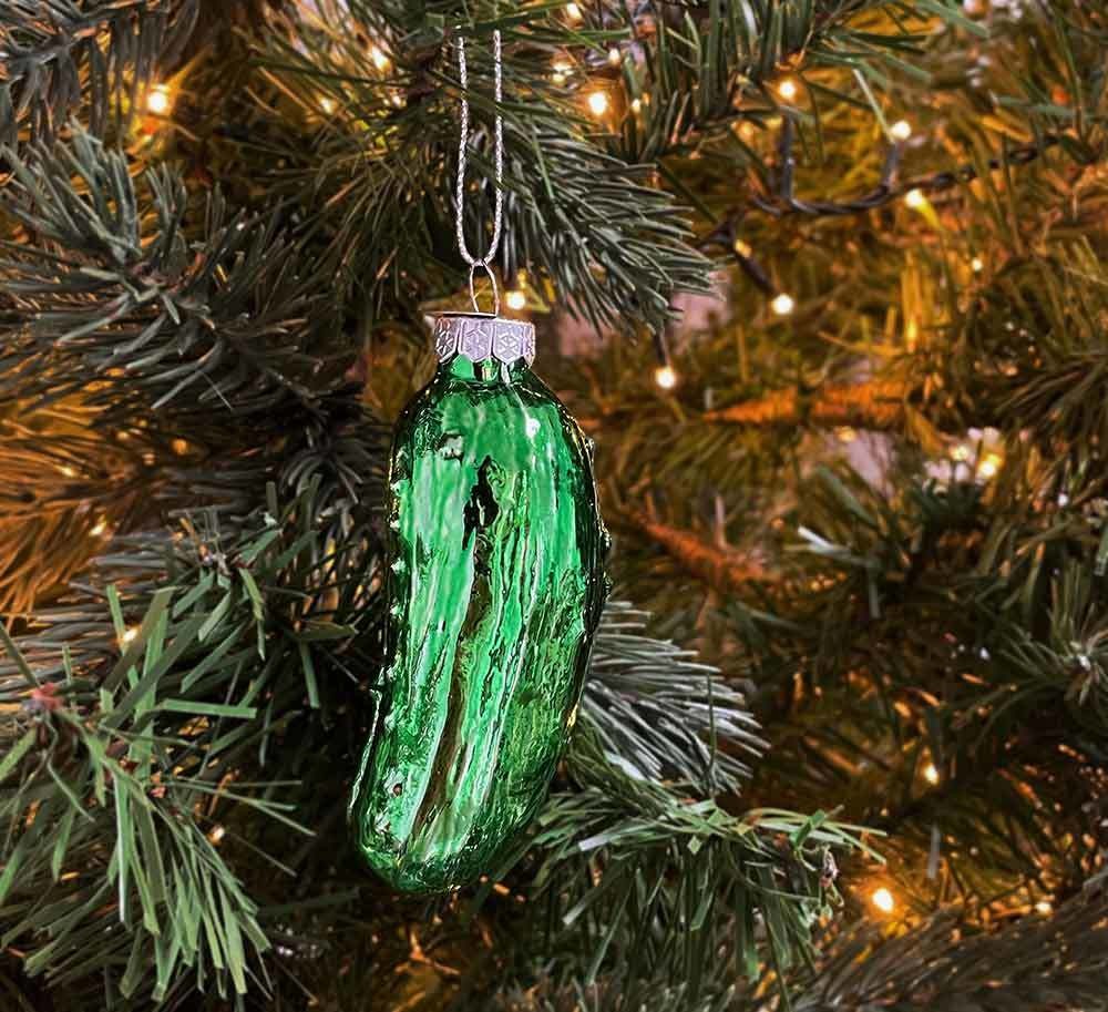 Christbaumschmuck Gurke Weihnachtsgurke Grün Echt Glas Christbaumanhänger