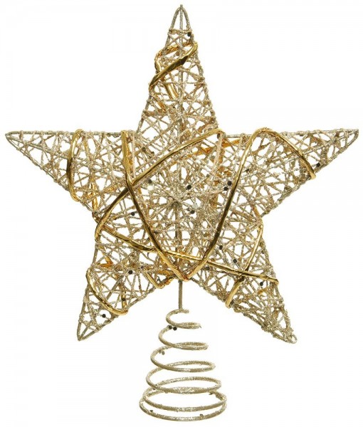 Christbaumspitze Stern Gold Glitzer Weihnachtsbaumspitze Tannenbaumspitze 22cm