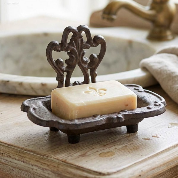 Seifenschale Nostalgie Seifenhalter Gusseisen Antik-Braun