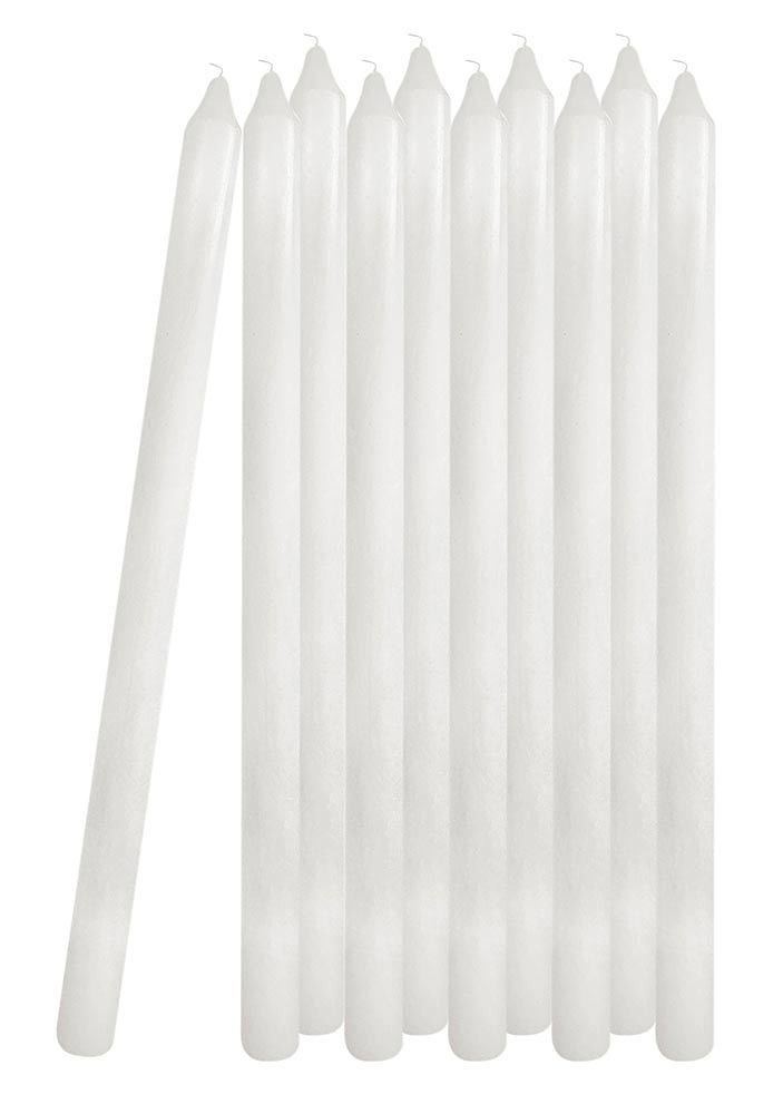 10 Stück Stabkerzen Weiß Durchgefärbt Lang 30cm x 2cm Premium Hochzeit Feier
