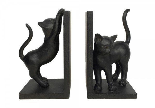 Buchstütze Katzen 2 Stück Buchständer Buchhalter Schwarz
