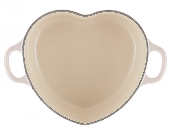 Le Creuset Herzbräter mit Herzknopf Gusseisen Shell Pink