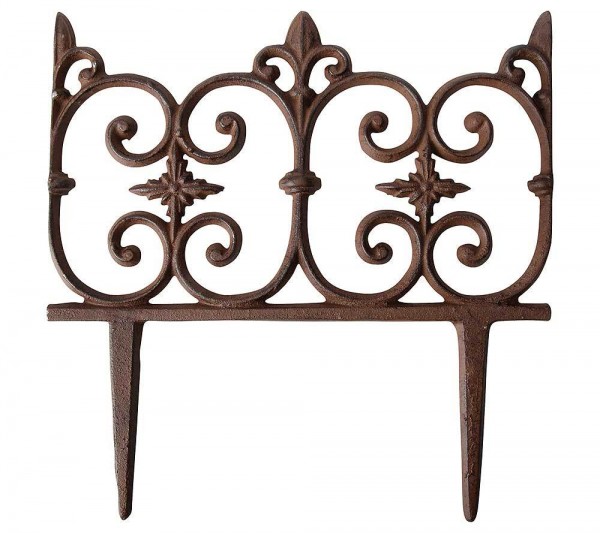 Beetzaun Beeteinfassung Gusseisen Lilie Beetumrandung Antik-Stil Braun 26x28cm