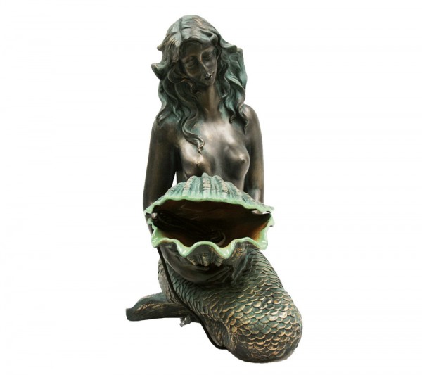 Ubbink AcquaArte Oslo Meerjungfrau Gartenbrunnen Set Bronze-Optik LED Springbrunnen