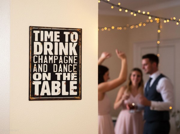 Nostalgie Blechschild "TIME TO DRINK CHAMPAGNE AND..." Dekoschild 33x25cm