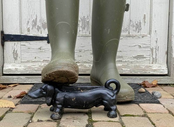 Schuhabstreifer Dackel Gusseisen Schwarz Schuhschaber Schuhkratzer Antik-Stil