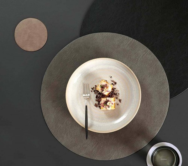 ASA Selection Tischset Rund Schwarz Country Leder-Optik Platzset