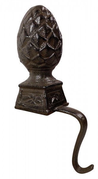 Dekohalter Haken für Kante Gusseisen Braun Pinien Zapfen Kantenhänger Vintage