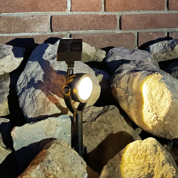 Solar Gartenstrahler LED Schwarz 2 Stück Solarleuchte Gartenleuchte Beleuchtung