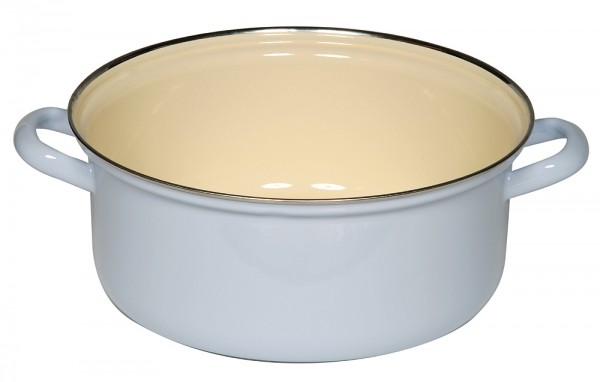 Riess Kasserole Emaille Topf Pastell Blau mit Chromrand 24cm