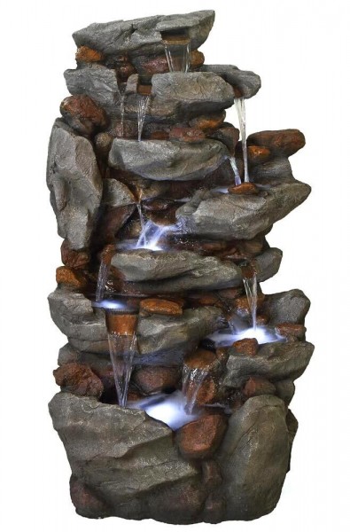 Ubbink AcquaArte Bonorva 127 cm Großes Wasserfall Set mit LED Naturgetreue Felsstruktur Gartenbrunne