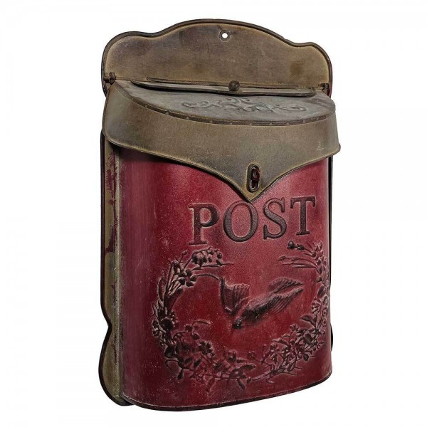 Briefkasten POST Zink Rot Postkasten mit Brieftaube Vintage Landhausstil