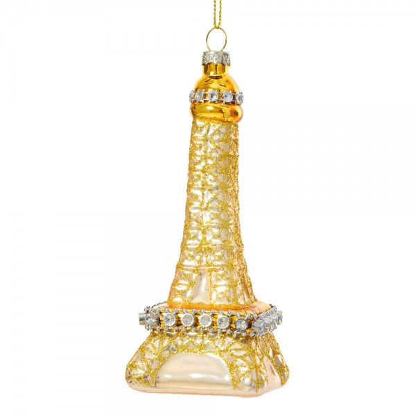 Christbaumschmuck Eiffelturm Paris gold Christbaumanhänger Echt Glas Weihnachten