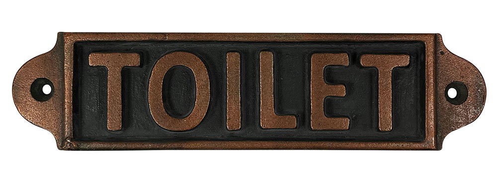 Türschild TOILET Gusseisen Kupfer-Optik WC Toilettenschild Vintage Antik-Stil Türschild TOILET Gusseisen Kupfer-Optik WC Toilettenschild Vintage Antik-Stil
