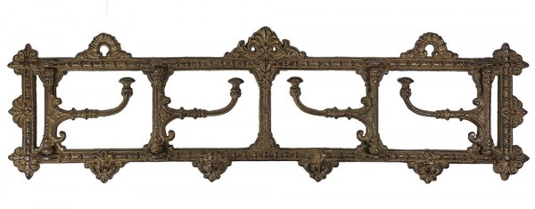 Wandgarderobe Nostalgie 4 bewegliche Haken Gusseisen Braun Antik-Stil Vintage