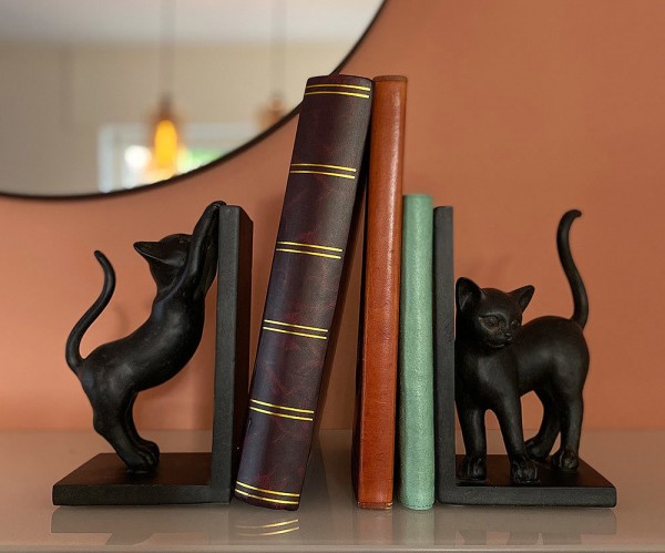 Buchstütze Katzen 2 Stück Buchständer Buchhalter Schwarz