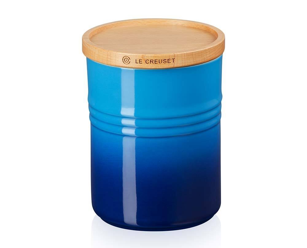 Le Creuset Vorratsdose mit Holzdeckel Azure Blau 540ml