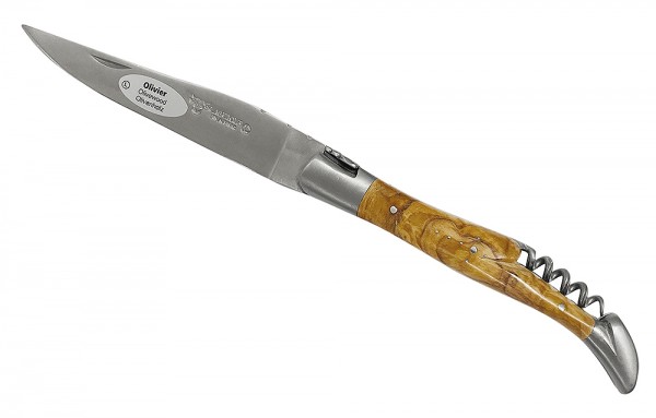 Laguiole en Aubrac Taschenmesser mit Korkenzieher Olivenholz (Olivier) 12 cm