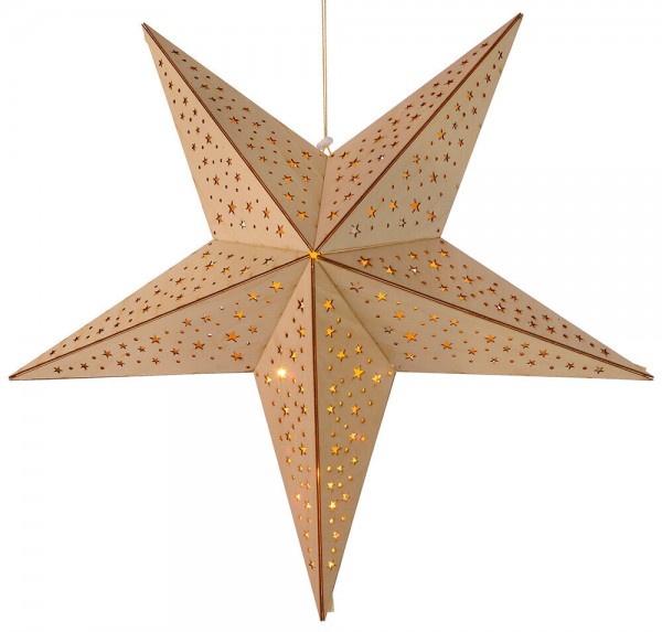 LED Holzstern Weihnachtsstern Sterne 3D Warmweiß Batterie Timer Fensterdeko 40cm
