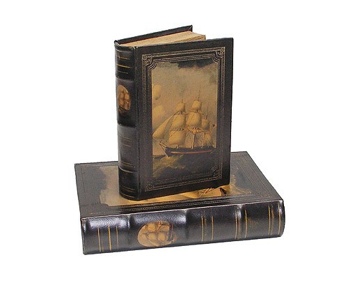 Hohles Buch mit Geheimfach Buchversteck Segelschiff Antik-Stil