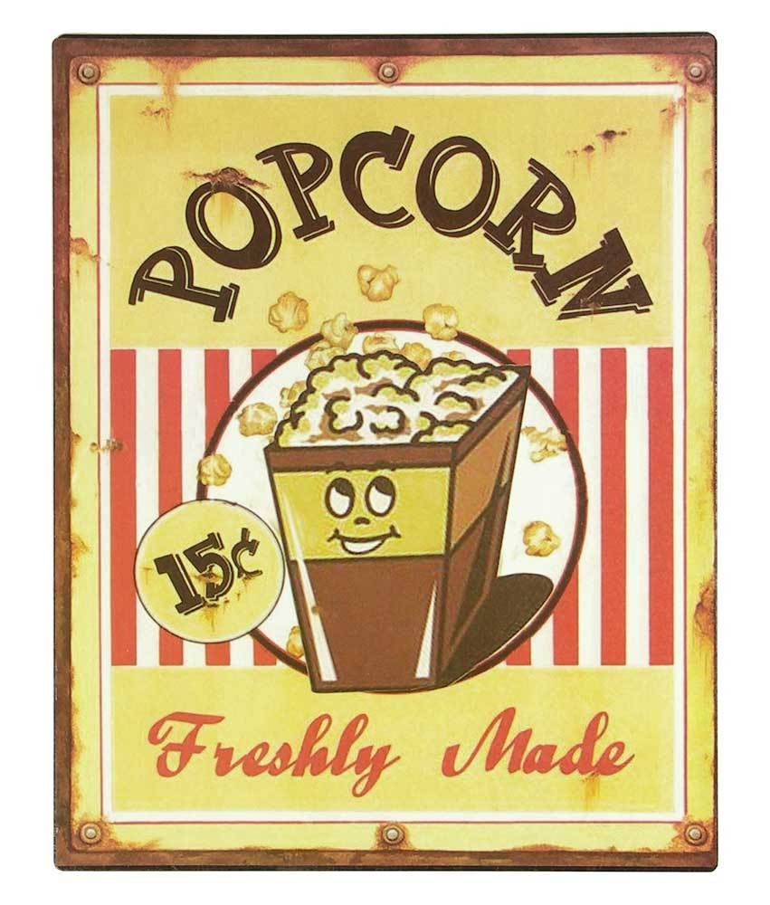Blechschild POPCORN Freshly Made Vintage Nostalgie 25x20cm