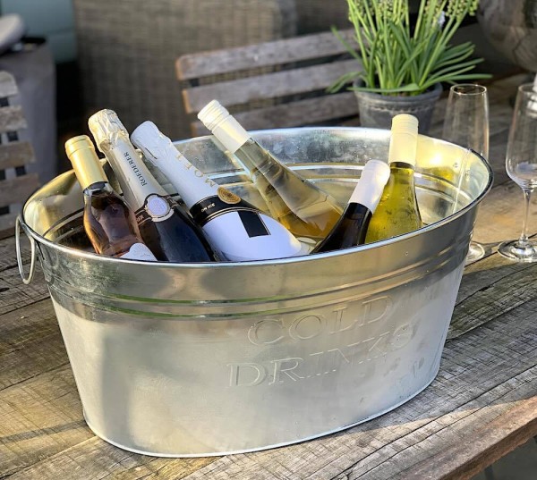 Getränkekühler Zinkwanne XL Cold Drinks Großer Sektkühler f Flaschen Gartenparty