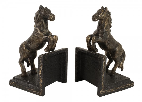 Buchstützen Pferd 2 Stück Buchständer Gusseisen Antik-Stil Paar Bronze-Optik