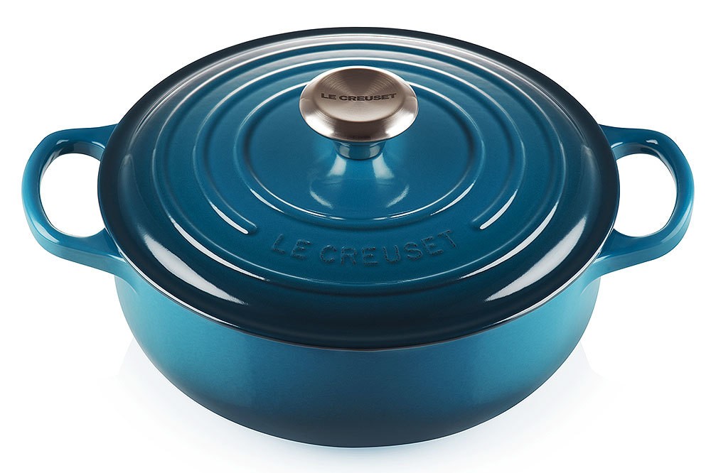 Le Creuset Sauteuse Signature Bräter flach Gusseisen Deep Teal 24cm
