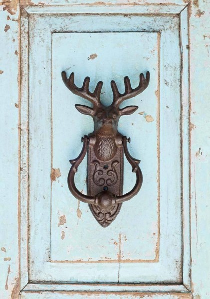 Türklopfer Hirsch Gusseisen Antik-Braun Rentier Nostalgie Landhausstil 24cm