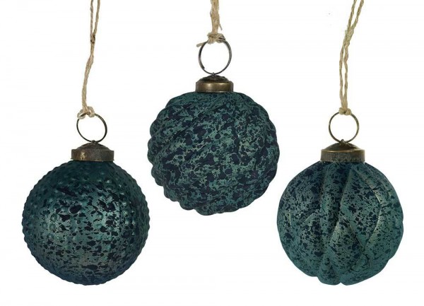 Christbaumkugeln Zapfen Petrol Echt Glas 3 Stück Weihnachtsbaumkugeln