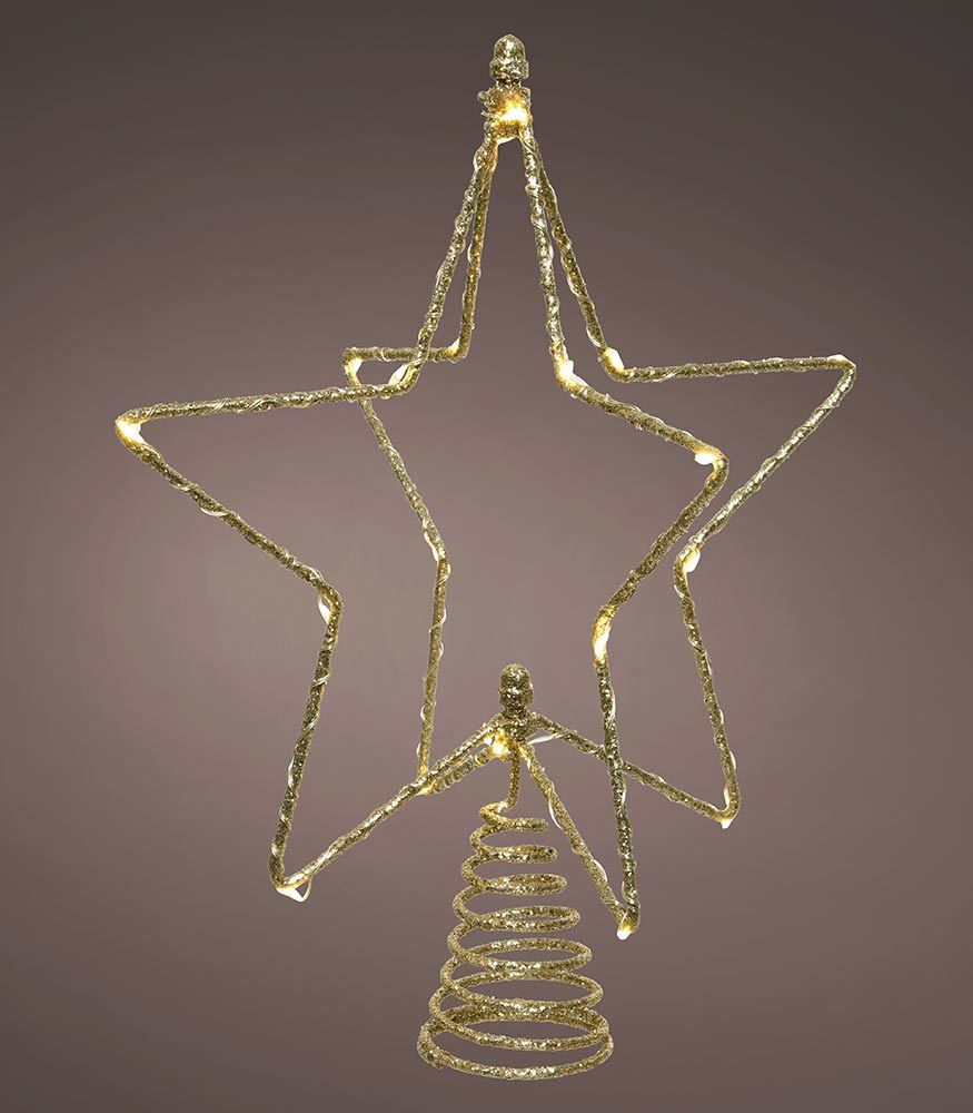 Christbaumspitze Stern Beleuchtet Gold LED Weihnachtsbaumspitze Timer Warmweiß