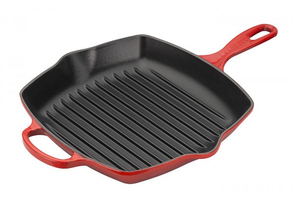 Le Creuset Grillpfanne Quadratisch Signature Gusseisen Kirschrot 26cm