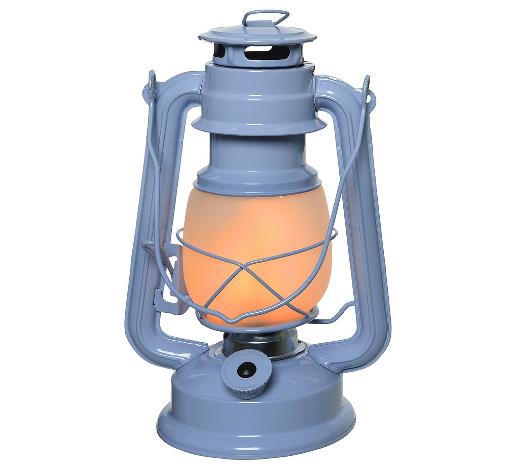 LED Sturmlaterne Sturmlampe Flammen-Effekt Flackernd Timer Öllampe Vintage Blau