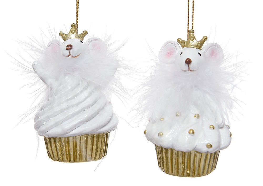 Christbaumschmuck Süße Maus Mäusekönig und Königin im Cupcake für Weihnachtsbaum