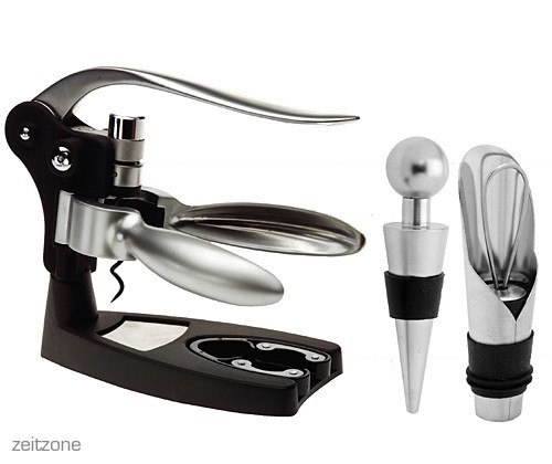 FBBULES Druckluft Korkenzieher Set - Mit Folienschneider & Weinverschlüssen - Einfache Weinöffnung