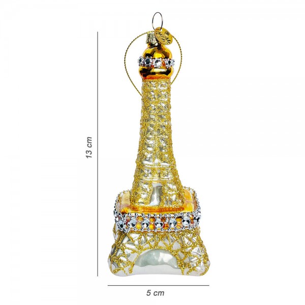Christbaumschmuck Eiffelturm Paris gold Christbaumanhänger Echt Glas Weihnachten