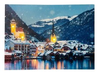 LED Bild Weihnachten Winterlandschaft Stadt am See Leinwand Wandbild 28x38cm LED Bild Weihnachten Winterlandschaft Stadt am See Leinwand Wandbild 28x38cm