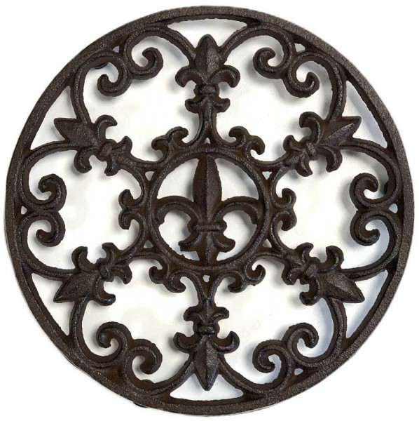 Topfuntersetzer Metall Rund Lilie aus Gusseisen Untersetzer Antik-Stil 17,5cm