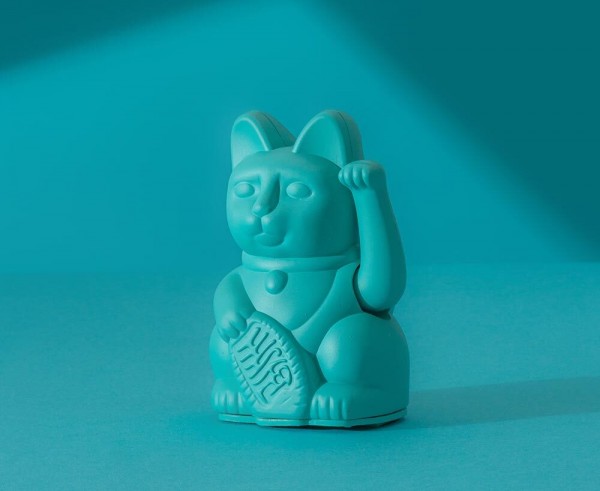 DONKEY Winkekatze Türkis Maneki Neko Lucky Cat Mini Glücksbringer 9,8cm