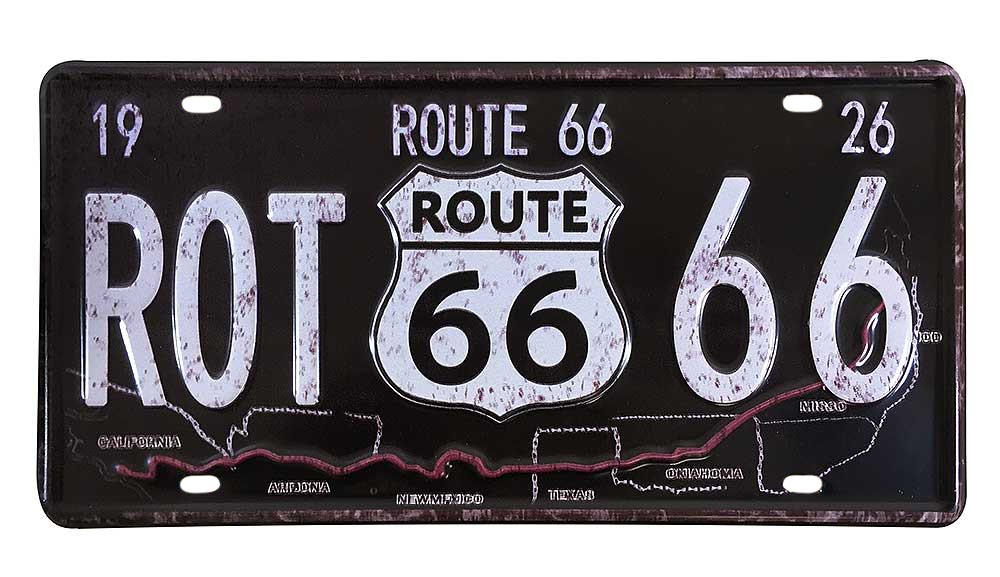 Blechschild ROUTE 66 Amerikanisches Kennzeichen Nostalgie Vintage 15x30cm Blechschild ROUTE 66 Amerikanisches Kennzeichen Nostalgie Vintage 15x30cm