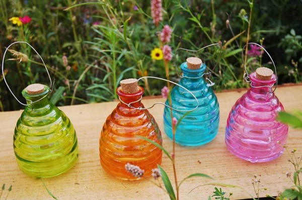 Wespenfalle Glas zum Aufhängen Insektenfalle Grün 13cm