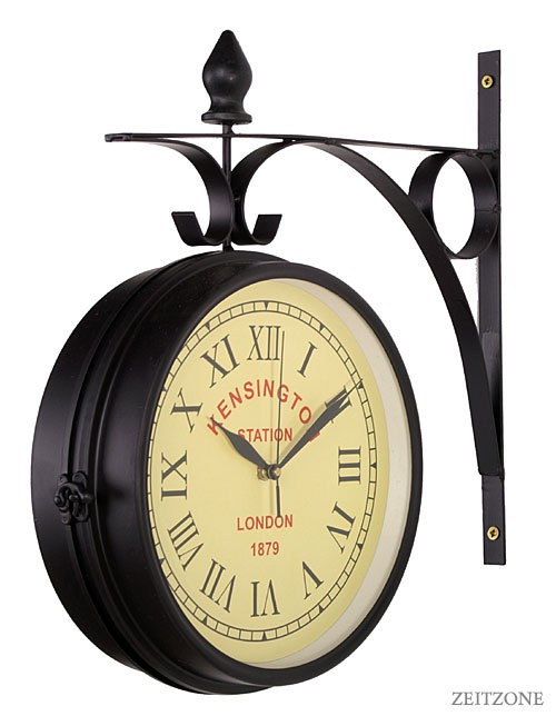 Nostalgische Wanduhr Eisen Bahnhof Kensington 2-Seitig Nostalgische Wanduhr Eisen Bahnhof Kensington 2-Seitig
