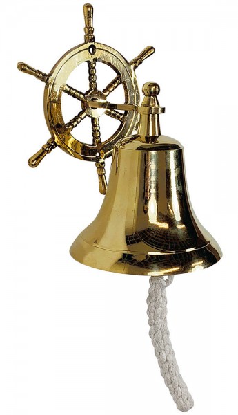 Schiffsglocke mit Steuerrad Türglocke Messing Glocke Nostalgie Maritim 18cm