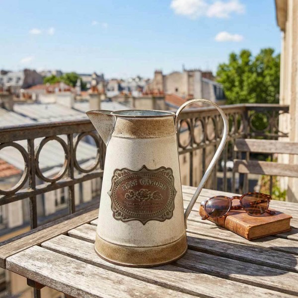 Deko Krug Zink Zinkkrug Rose Garden Gießkanne Wasserkrug Shabby Antik-Stil 20cm