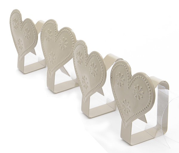 Tischdeckenklammern Tischtuch-Clips Herz-Form 4er-Set Metall Grau, Outdoor  Tischaccessoires, Gartenmöbel, Garten