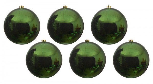 Große Christbaumkugeln Dunkelgrün Glänzend 6 Stück bruchfest Weihnachten 14cm