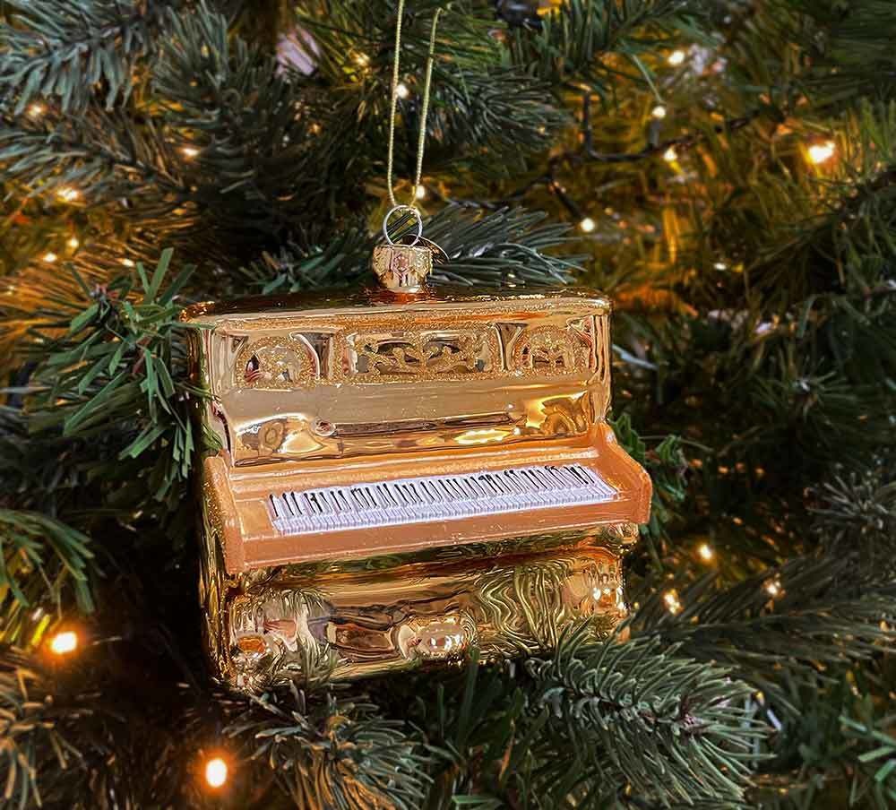 Christbaumschmuck Klavier Gold Piano Echt Glas Christbaumanhänger Weihnachten